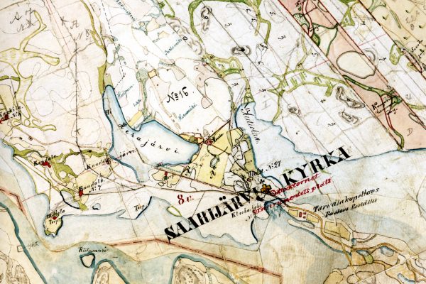 Saarijärven kirkonkylän kartta 1890-luvulta.