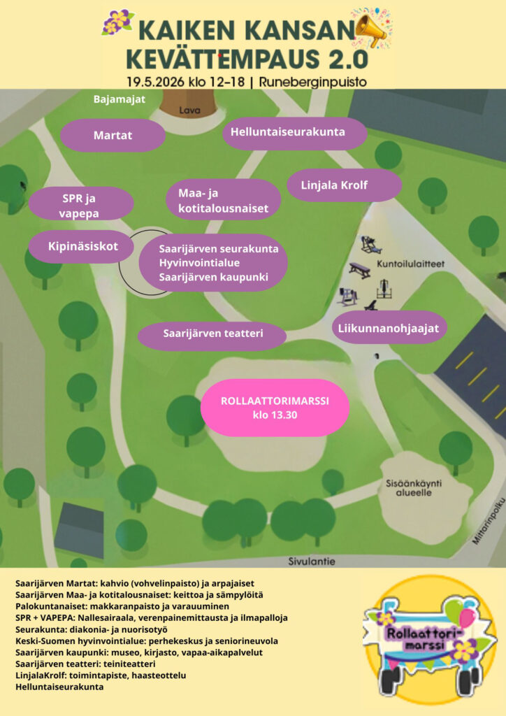 kaiken kansan kevättempaus Saarijärvellä, tapahtuma-alueen kartta